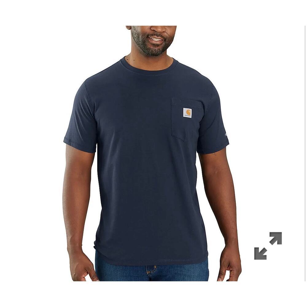 Carhartt Men's Fastdry Force Relaxed Short Sleeve Navy Pocket T-shirt, XL